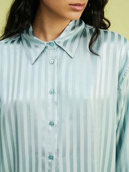 ?izgili Oversize Saten Kad?n G?mlek Tunik
