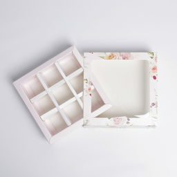 Цена за 5 шт. Коробка для конфет, кондитерская упаковка, 9 ячеек, С 8 Марта 14.5?14.5?3.5 см