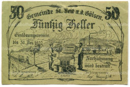 50 геллеров 1920 года Австрия Санкт-Файт-ан-дер-Гёльзен (нотгельд)