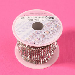 Стразы самоклеящиеся, d=2×7 мм, 4.5±0.5 м, цвет серебряный