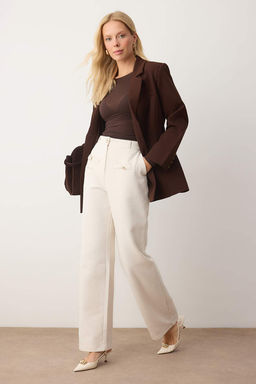 Ekru Tuvit Dugme Detayl? Pantolon TWOAW26PL00172