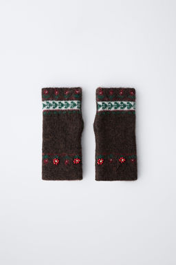 KNITTED MITTEN GLOVES WITH FLOWERS AND BEADS - Zara фото 4