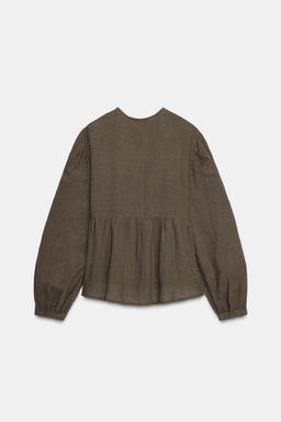 EMBROIDERED BIB BLOUSE - Zara фото 7