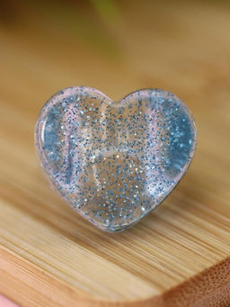 Кольцо акриловое GIRLY "Blue heart", blue (d=1,7 см)