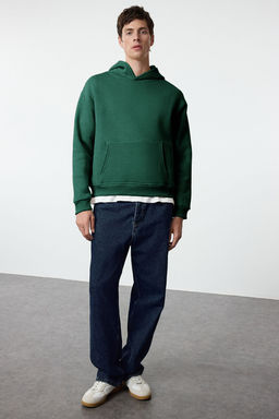 TRENDYOL MAN Antrasit Oversize/Genis Kesim S?rt? Nak?s Detayl? Kapusonlu Sweatshirt TMNAW25SW00142 - Trendyolmilla фото 4
