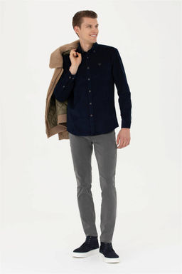 Мужская темно-синяя рубашка с длинным рукавом - U.s. polo assn фото 5