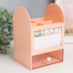 Шкатулка - органайзер для хранения мелочей «Лаконичность», пластик, розовая, 12×14.2×21 см
