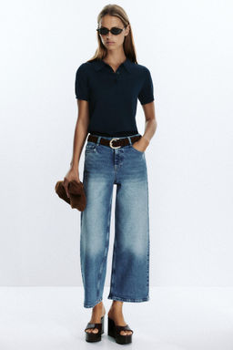 Z.10 HIGH-WAIST BELTED CULOTTES JEANS - Zara фото 21
