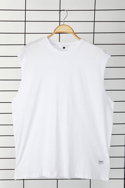 Siyah Oversize/Genis Kesim Basic Etiketli %100 Pamuk Kolsuz T-shirt/Atlet TMNSS25AL00002 - Trendyolmilla фото 6