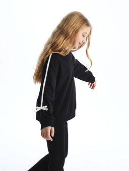 Bisiklet Yaka Fiyonk Detayl? K?z ?ocuk Sweatshirt