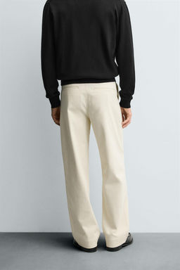 TWILL TEXTURED TROUSERS WITH BELT