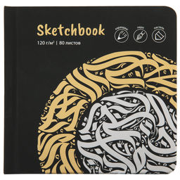 "Аква-колор" IZO-BK-1212 Скетчбук 120 г/м2 120 г/м2 12 х 12 см сшивка 80 л. 03 lettering