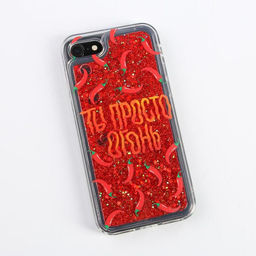 Чехол для телефона iPhone 7,8 с блёстками внутри Pepper , 6.8 14 см