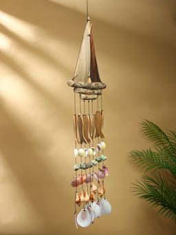 Музыка ветра «Рыбацкое судно», 35×3×103 см, дерево, ракушка