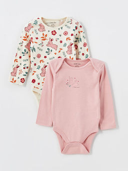 Bisiklet Yaka Uzun Kollu Bask?l? K?z Bebek ??t??tl? Body 2li