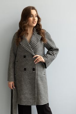 Пальто женское демисезонное 24780 (черно-белый) размер 44