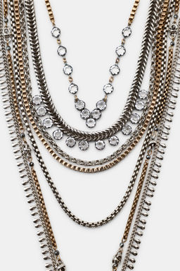COLLAR COMBINADO ABALORIOS BRILLOS / Oro / Plata - Zara фото 3