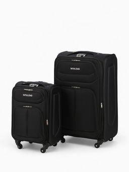 Чемодан на колёсах Royalbag большой 104 л (L), на молнии, с увеличением, кодовый замок, 4 колеса, чёрный