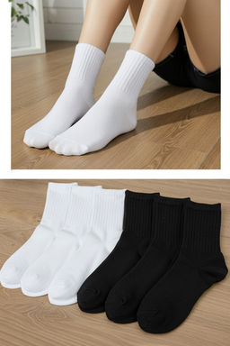 Trendyolmilla Siyah-Beyaz 6l? Paket Pamuklu Fitilli Orme Corap THMAW24CO00022  фото 10