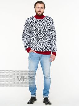 Джемпер мужской 5232-12362. 074/176/0703 белый/полярная ночь/красный