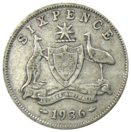 6 пенсов 1936 года Австралия
