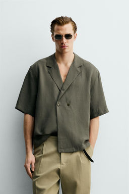 CAMISA KIMONO VISCOSA - LINO / Gris topo - Zara фото 2