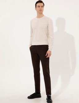 Бежевый базовый трикотажный свитер с круглым вырезом - Cacharel фото 4