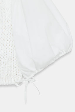 JERSEY COMBINADO PUNTO / Blanco - Zara фото 8