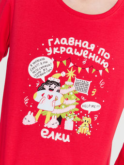 Пижама для девочек красная с принтом - Mark formelle фото 5