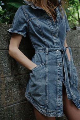 VESTIDO Z1975 MINI DENIM CINTUR?N / Azul - Zara фото 6