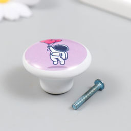 Фурнитура для шкатулки, ручка Космонавт с воздушными шариками, керамика, металл, 3.8?3.8 см