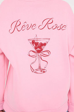 Ac?k Pembe S?rt ve On Bask?l? Kapusonlu Oversize/Genis Kal?p Orme Sweatshirt TWOAW26SW00042 - Trendyolmilla фото 5