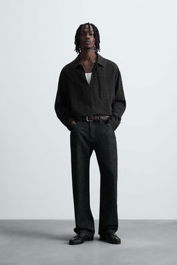 TEXTURED SEMI-SHEER POLO SHIRT