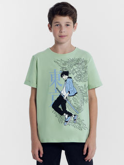 Футболка для мальчиков пыльно-зеленая с печатью - Mark formelle фото 2