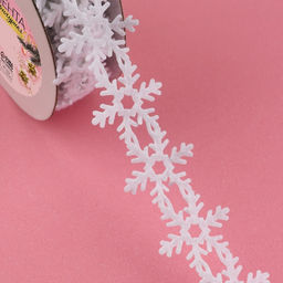 Лента декоративная фигурная Снежинки, 25 мм, 90.5 м, белая