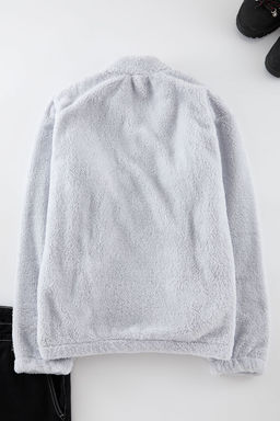 TRENDYOL MAN Gri Oversize/Genis Kesim Fermuar Cepli Couple Pelus Sweatshirt TMNAW25SW00102 - Trendyolmilla фото 10