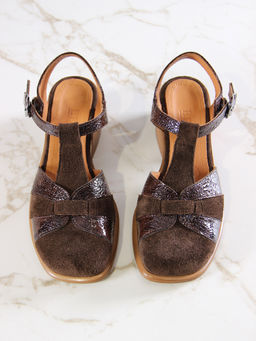 Босоножки 5038.23663bе.Коричневая замша+коричевый наплак