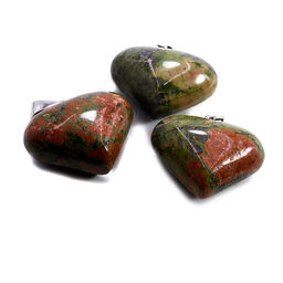 Подвеска Сердечко объемное из камня Унакит яшма дарует добрую удачу 2см