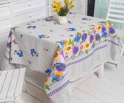 Столовый набор Анютины глазки:скатерть 150*180 см.+6 салф. рогожка - Лен поволжья фото 2