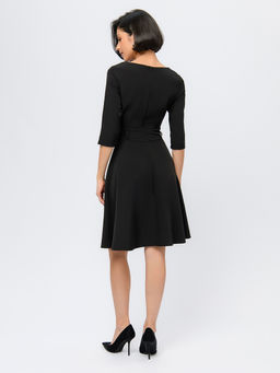 Платье черного цвета с рукавами 3/4 и расклешенной юбкой - 1001dress фото 3