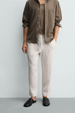 PANTAL?N RELAXED FIT 100% LINO / Blanco - Zara фото 2