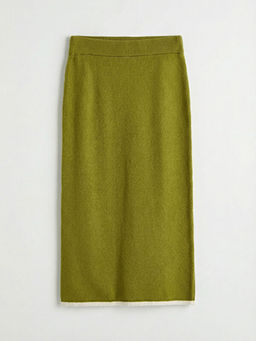 Beli Lastikli Y?rtma?l? Triko Kalem Etek