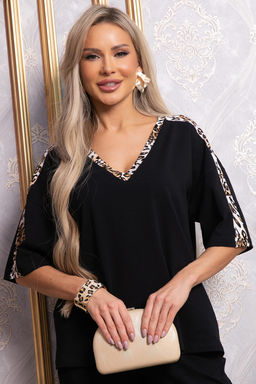 Костюм брючный Эними (черный/лео) К14848-8М