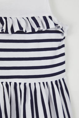 Pembe K?z Cocuk %100 Pamuk Cizgili Kolsuz Mini Bayraml?k Orme Elbise TKDSS25EL00062 - Trendyolmilla фото 5