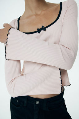 Top de canale con detalles sobrehilados - H&m фото 3