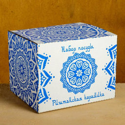 Набор чайный Риштанская керамика, 4 предмета: чайник 700 мл, 2 пиалы d=9.5 см, тарелка d=17 см, синий