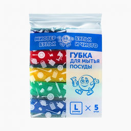 Губка для посуды Мистер Бульк L 5шт (цена за 5шт) (уп.30)