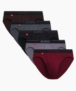 ATLANTIC 5SMP-004 Трусы спорт Solid - набор (5 шт.) коричневый + графитовый + черный + фиолетово-серый + каберне