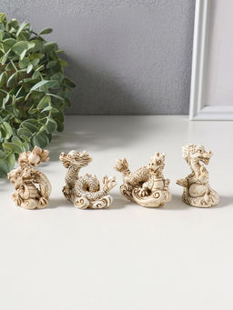 Сувенир полистоун "Китайский дракон" набор 4 шт беж 3х4х6,5 см