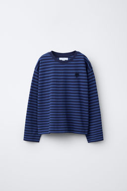 STRIPED T-SHIRT WITH EMBROIDERED HEART